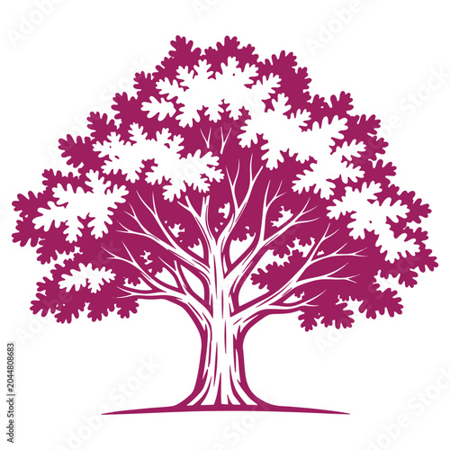 Vibrant purple tree illustration with detailed branches and leaves perfect for design projects