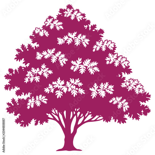 Vibrant purple tree with white leaves stylized illustration natureinspired design digital art tree