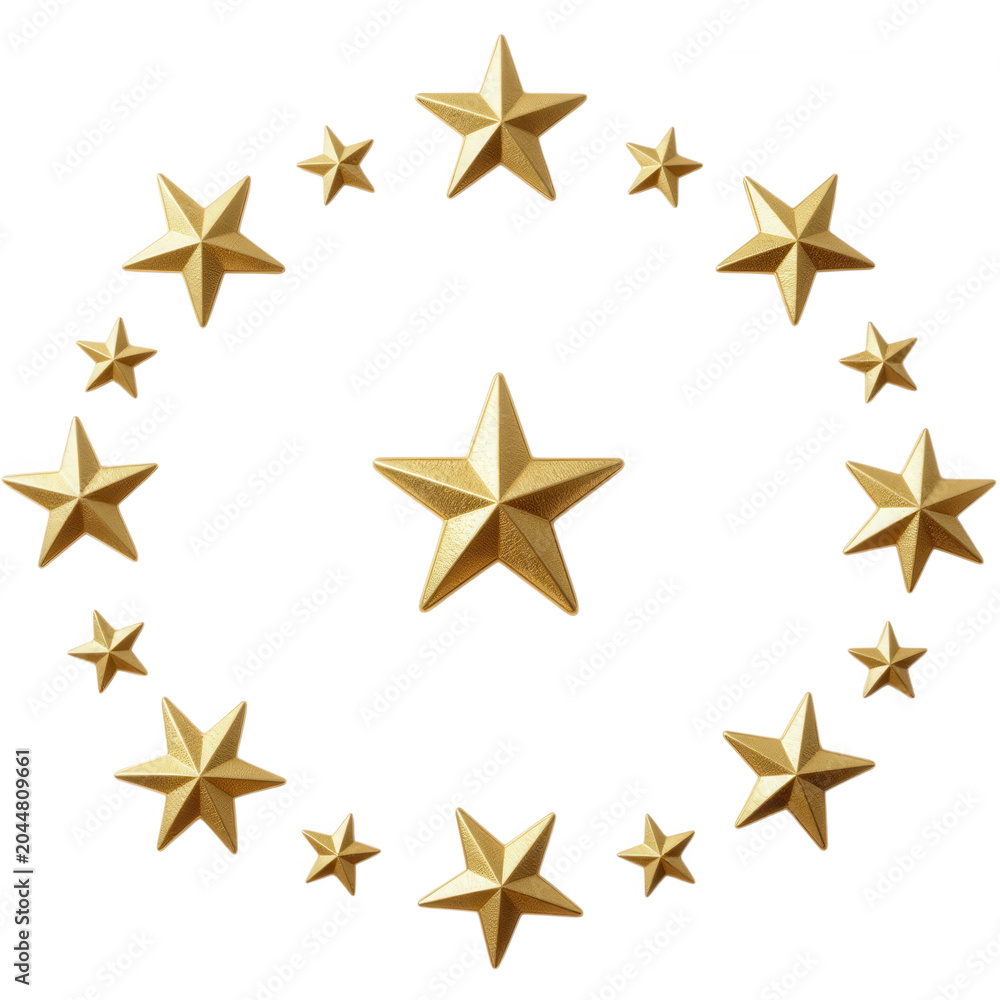 Obraz premium Golden Stars Arranged in Circle Transparent Background