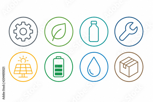 Recycling repair icon set