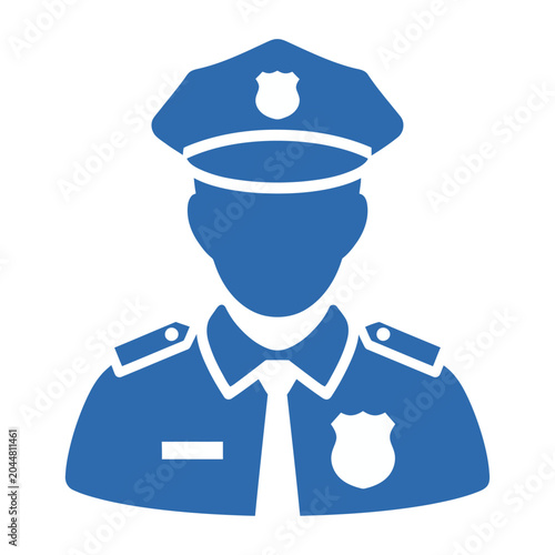 Clean vector of police officer wearing a uniform complete with hat badge and utility belt.