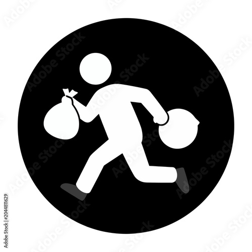 Vector of person running while carrying shopping bags in both hands