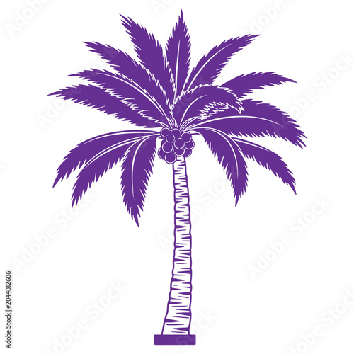 Vibrant Purple Palm Tree Illustration Tropical Decorative Art Design Element