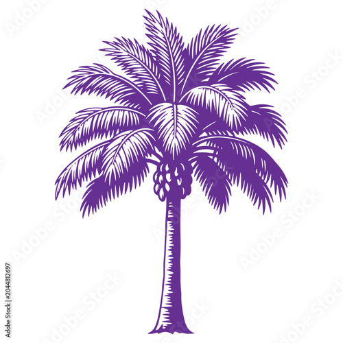 Vibrant Purple Palm Tree Illustration Tropical Decorative Art Design Element
