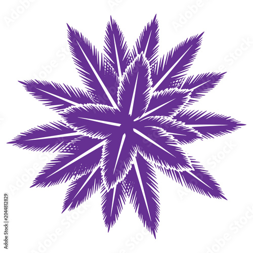 Vibrant purple starburst illustration isolated on a clean white background perfect for design projects