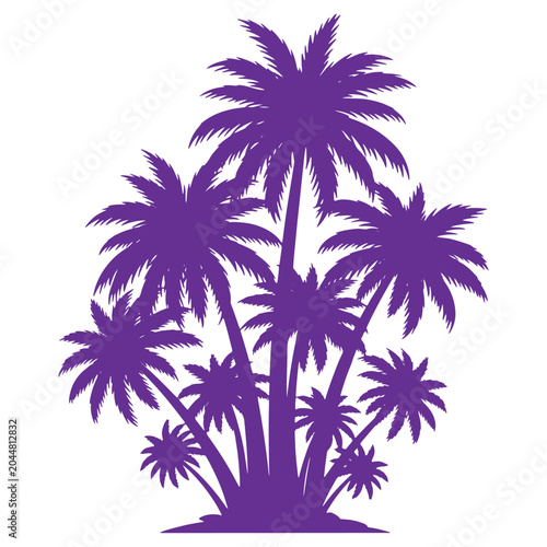Vibrant Purple Palm Trees Silhouette Tropical Landscape Nature Illustration
