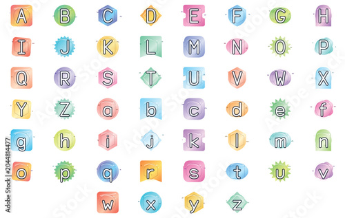 Colorful Alphabet Icon Set For User Interfaces
