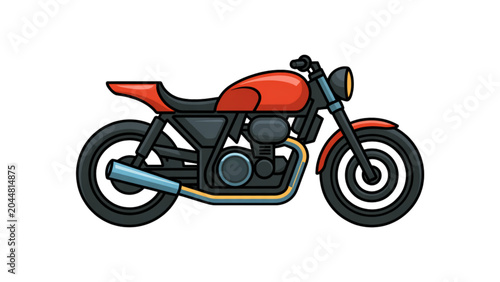 Foto Red vintage cafe racer style motorcycle in pixel art style