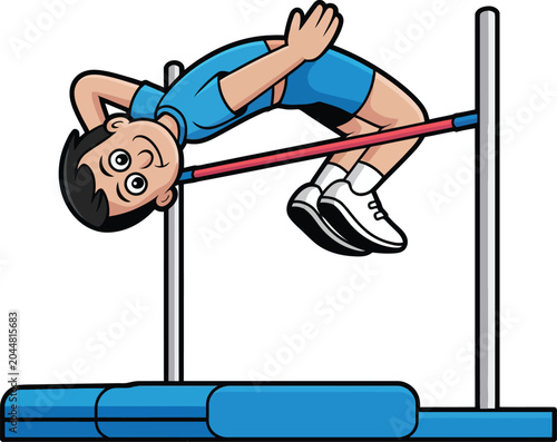 Cute cartoon a illustrator vector high jump