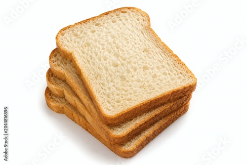 Stack of Sliced White Bread Loaf Pieces on a Clean White Background