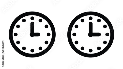 Картината върху платно Simple clock icons in white and black flat style timekeeping symbols