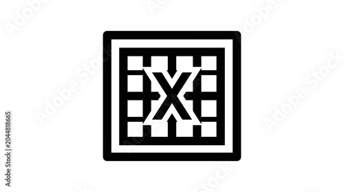 Bild auf Leinwand Abstract Geometric Grid with X Mark Icon