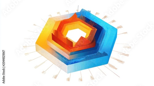 A modern radar chart clipart, performance tracking element, digital illustration, isolated on white background. 