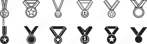 Photos Medal, award and reward icon set vector