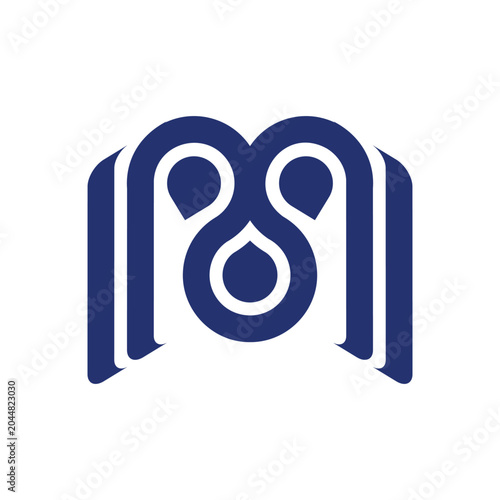 Abstract Blue Water Drop M Logo Emblem For Corporate Branding And Environmental Services