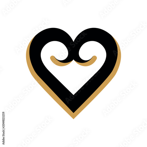Elegant Black and Gold Heart Logo Symbol for Love, Luxury Branding and Romantic Design
