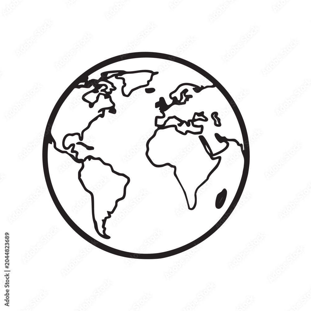 Obraz premium Planet Earth Globe Geography Atlas Line Icon Vector