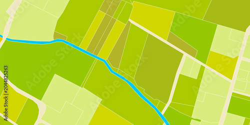 Imaginary Rural Cadastral Map concept with cadastral parcels of agricultural rural land