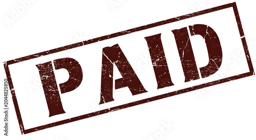 Brown Grungy Paid Rubber Stamp Icon Vector