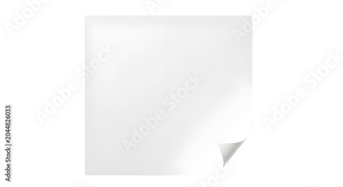 Blank White Square Paper Page with Curled Corner Mockup