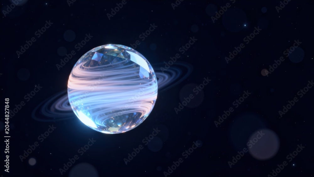 Obraz premium Crystallike planet with rings in space