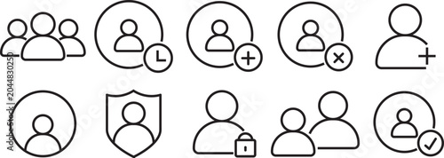 User account icon set, Profile avatar, social app and website profile symbol. Transparent vector and PNG format for professional digital design.