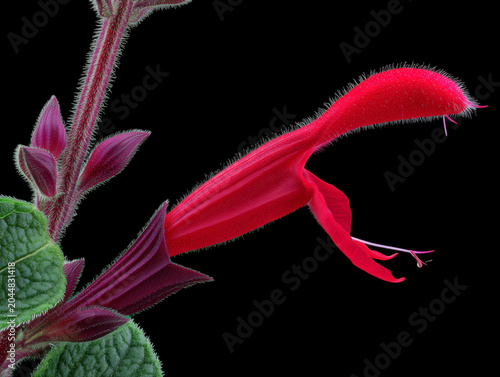 Salvia flower close up with red color