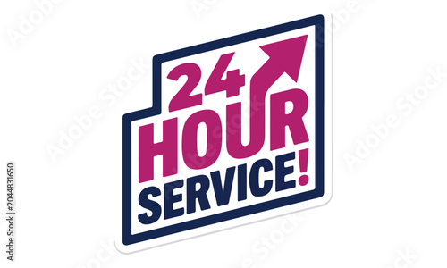 Εκτύπωση καμβά 24 Hour Service Sticker for Customer Support Graphic
