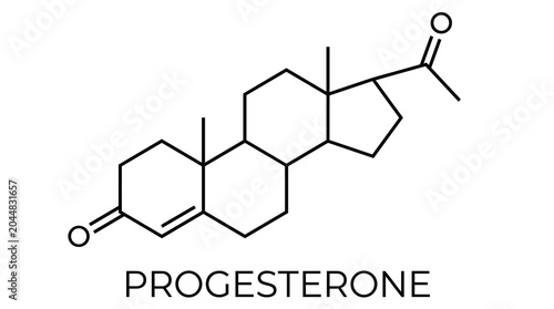 Cuadro en lienzo Progesterone chemical formula vector, molecular structure of steroid hormone, sk