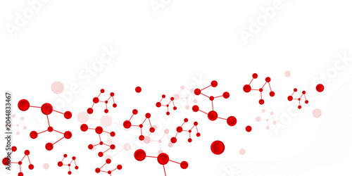 Abstract red molecular network on a clean white background, representing science, technology, medicine, connection, and data concepts. Modern digital design.