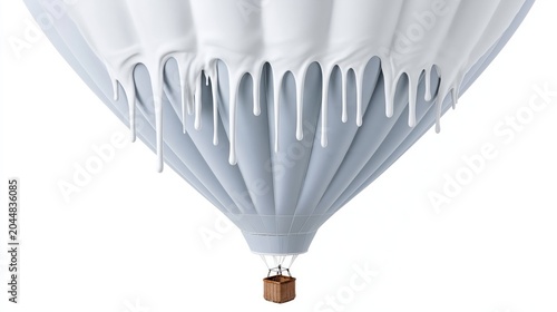Hot air balloon coated with white paint over plain background