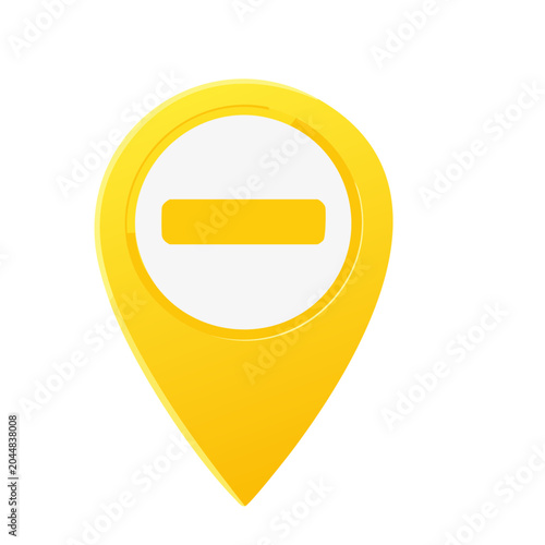 Yellow location pin with minus symbol