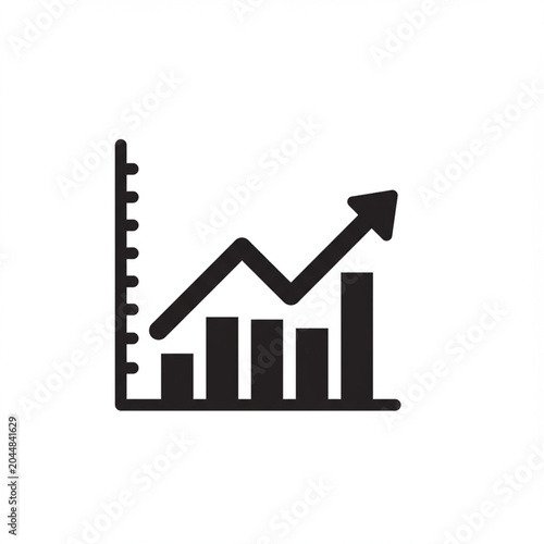 Minimalist Upward Graph Icon: Energy Efficiency Symbol on White, High Detail, 8K.