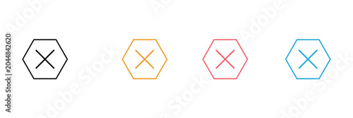 Fotografie Hexagon Close, Cross, Delete, Cancel Icon Set symbol