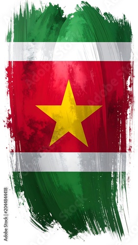 A digitally painted flag with green, white, and red colors and a yellow star