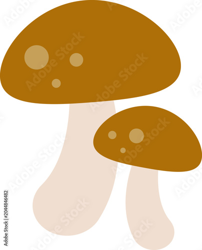 Brown mushrooms. Autumn harvest illustration for food and forest design.