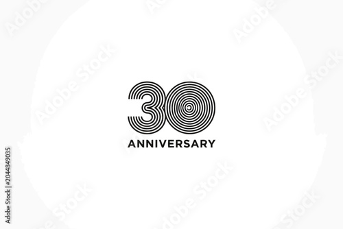 Tableau sur toile 30th Anniversary Linear Number Logo on White Background