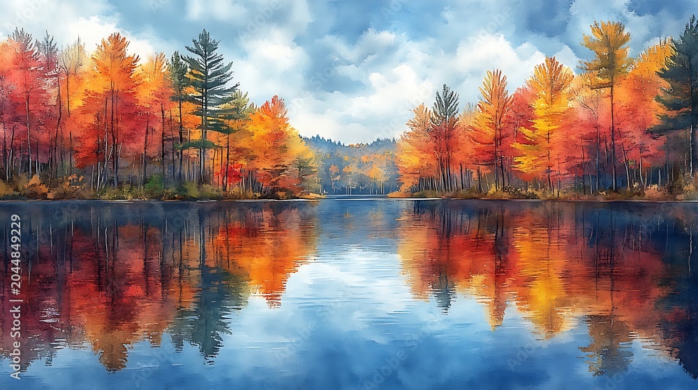 Obraz premium Autumn lake reflections