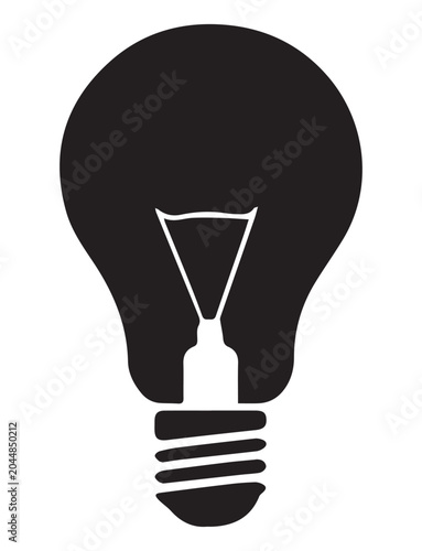 A simple black light bulb icon on a white background