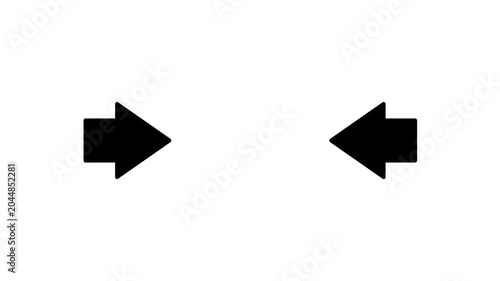 Repeating animation of 2 arrows to the center. animated video of an arrow pointing to the center moving on a white background.
