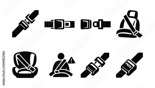 Canvastavla Collection of safety belt icons for vehicle and child restraint systems