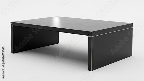 Modern minimalist black coffee table isolated on a white backdrop studio setting