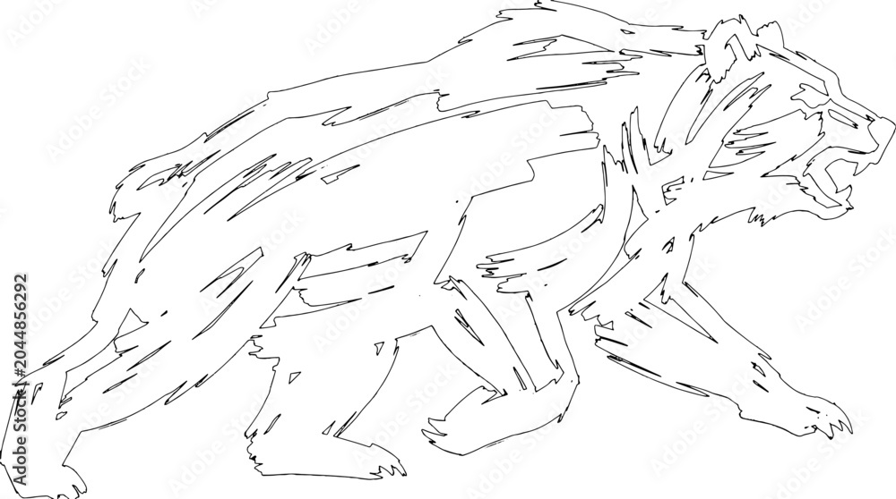 Obraz premium Abstract bear outline illustration stylized grizzly animal sketch