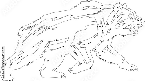 Fotografie Abstract bear outline illustration stylized grizzly animal sketch