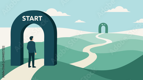 Tableau sur toile Concept of new beginning, life journey and achieving goals