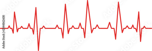 Tableau sur toile Red Heartbeat Pulse Line Wave Vector Illustration for Medical Health Monitoring