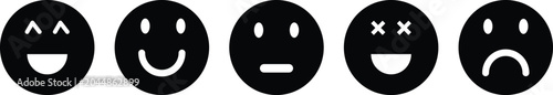 Photos A set of five emoticon faces with different expressions on white background  smi
