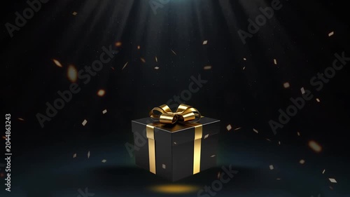 Floating Gift Box With Golden Ribbon Loop
