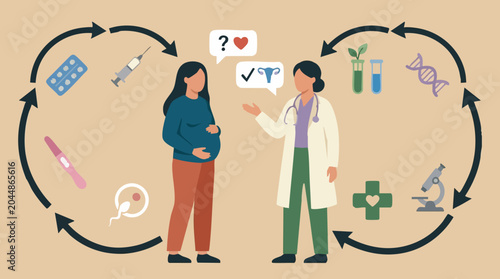 Tableau sur toile Reproductive health and fertility journey illustration with medical consultation