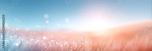 Panel kuchenny z motywem Dreamy sunrise meadow background with sparkling dew and soft pastel grasses for summer solstice banner and wallpaper design